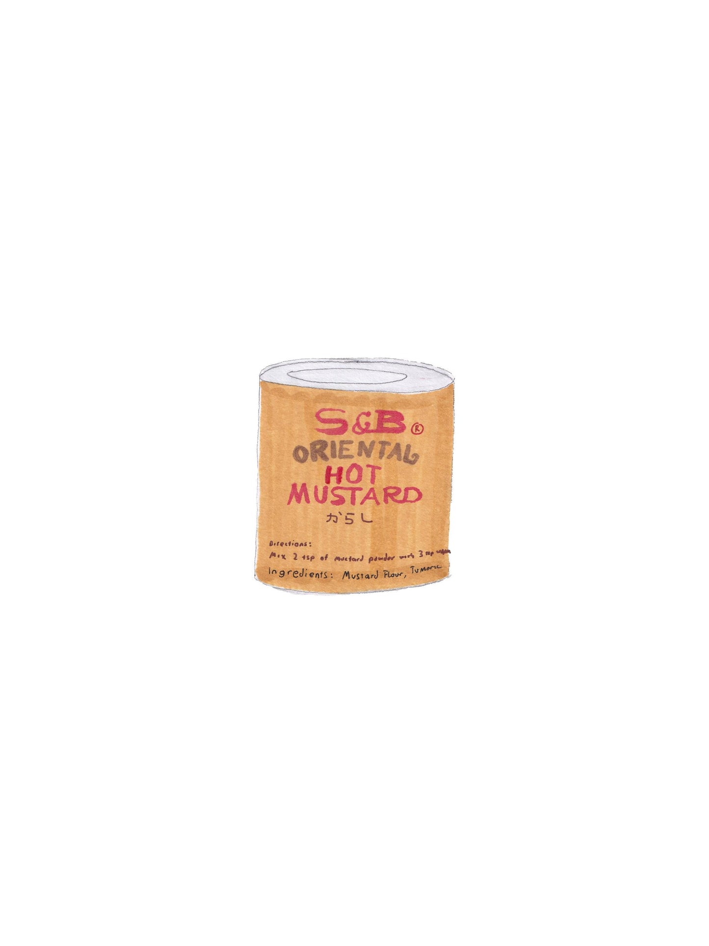 Hand-Drawn Japanese S&B Hot Mustard Powder (Open Edition Print)
