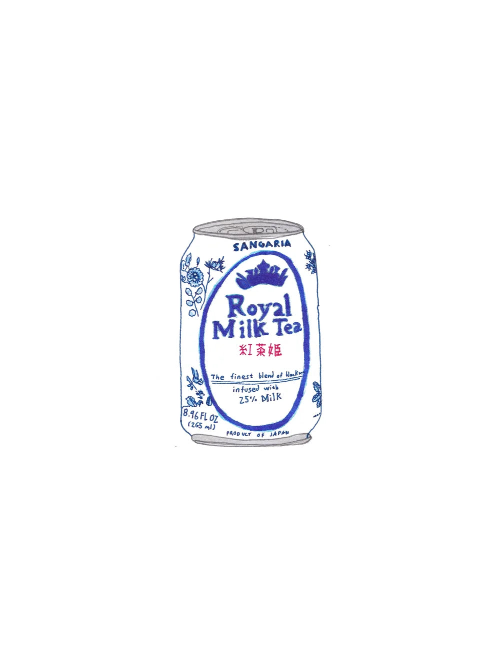 Hand-Drawn Japanese Sangaria Royal Milk Tea (Open Edition Print)