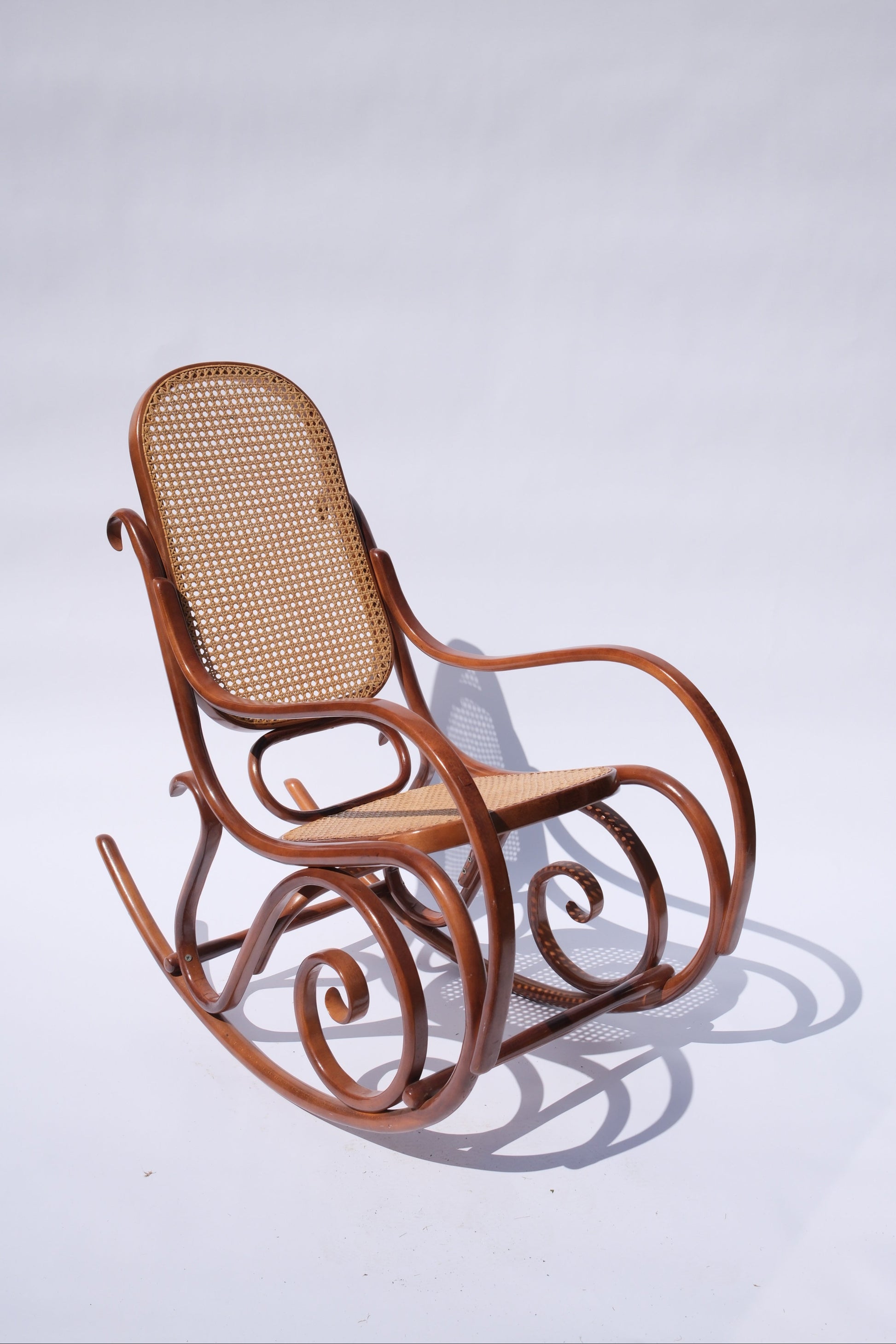 Thonet Bentwood Rocking Chair with wicker backrest