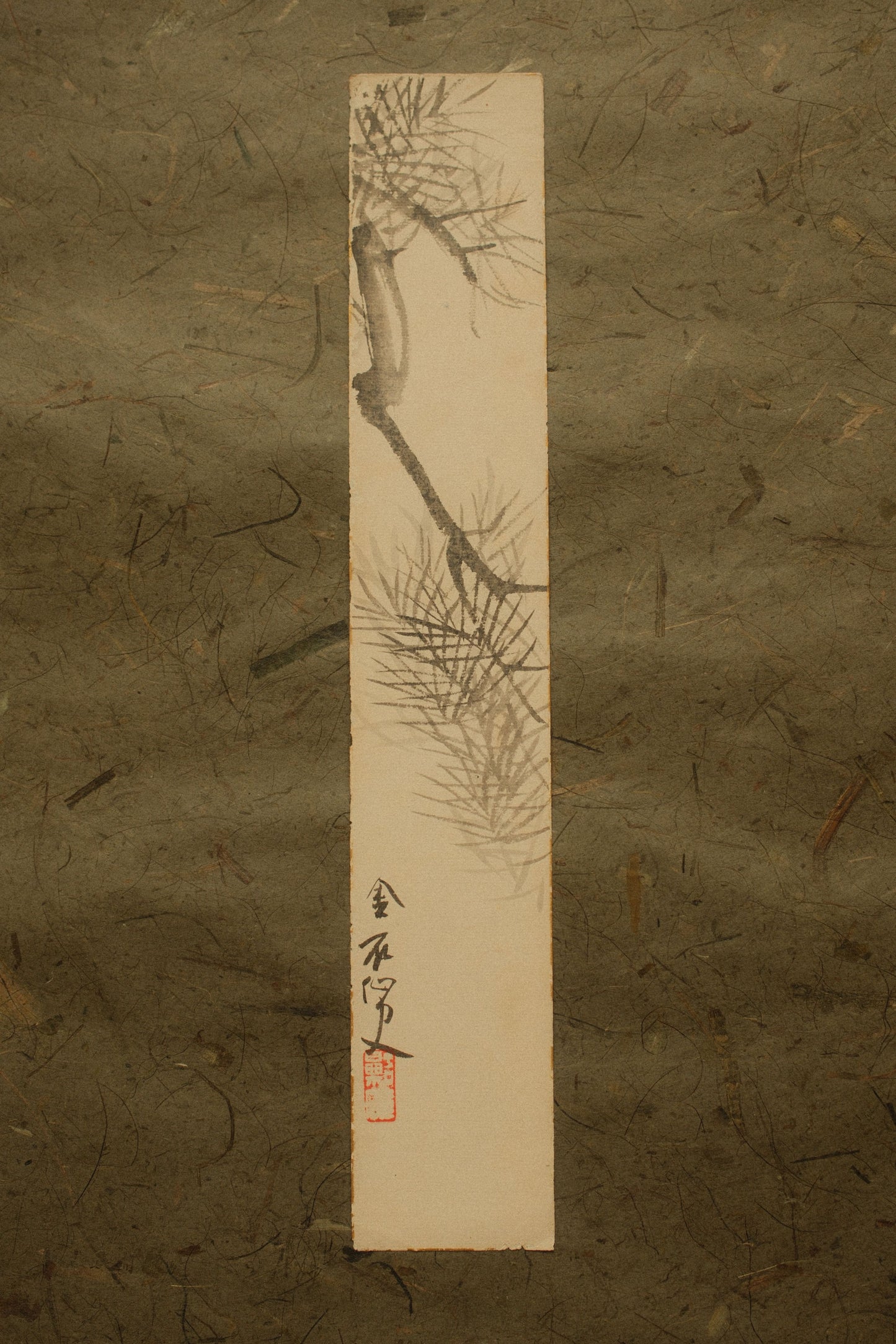 Tanzaku-e of 'Pine Branch" by Kinfutō "Unfallen God," c. 1960s