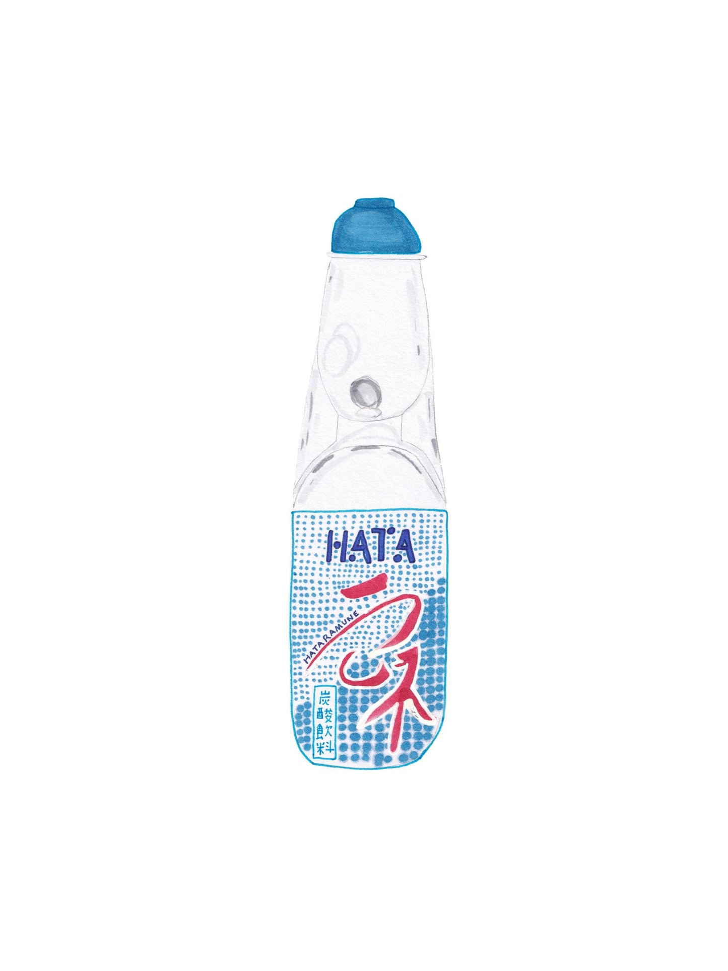 Hand-Drawn Japanese Hata Ramune Soda (Open Edition Print)