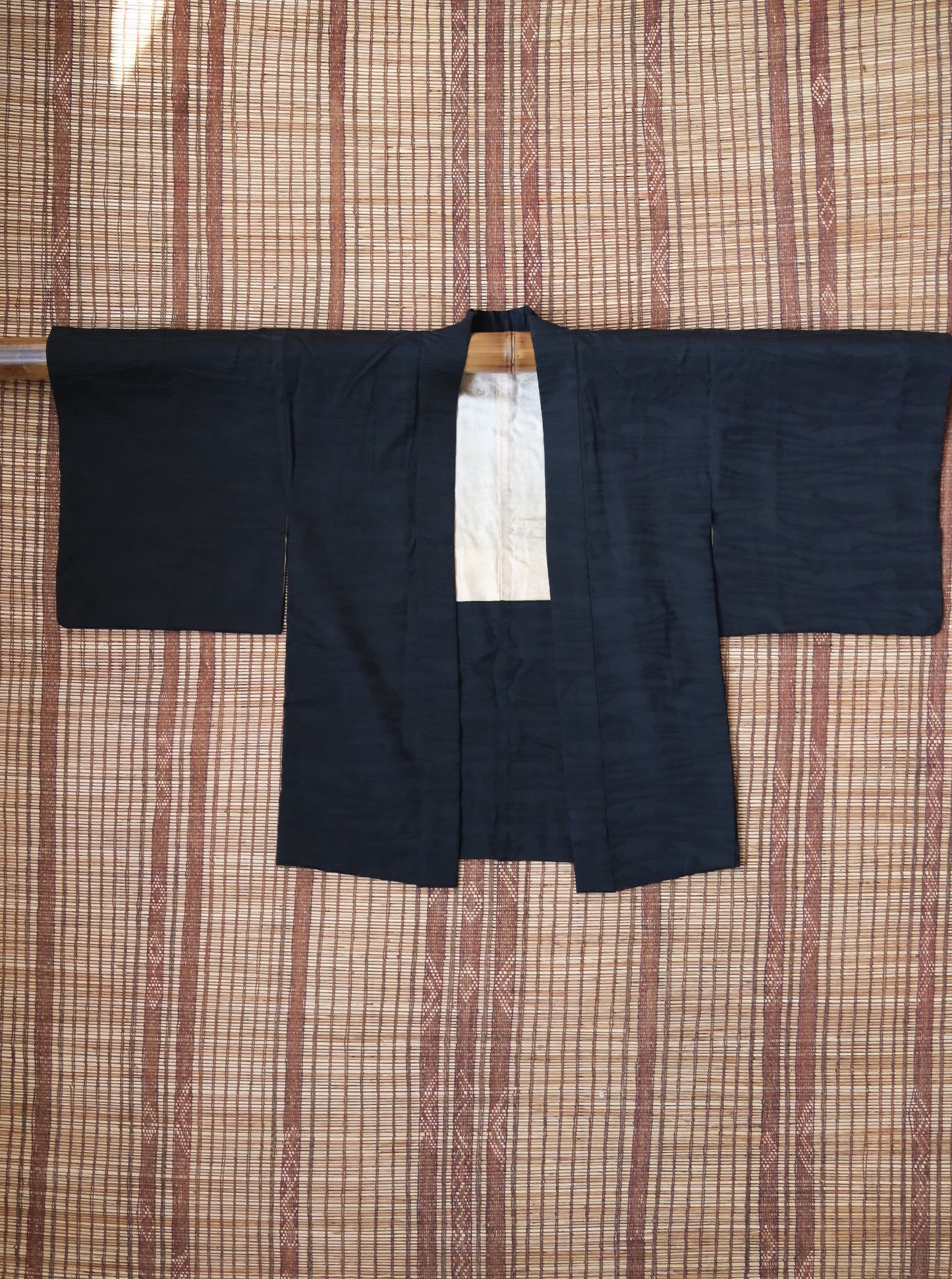 Vintage Haori: 'Kyo-Guro' Textured Black Formal Silk