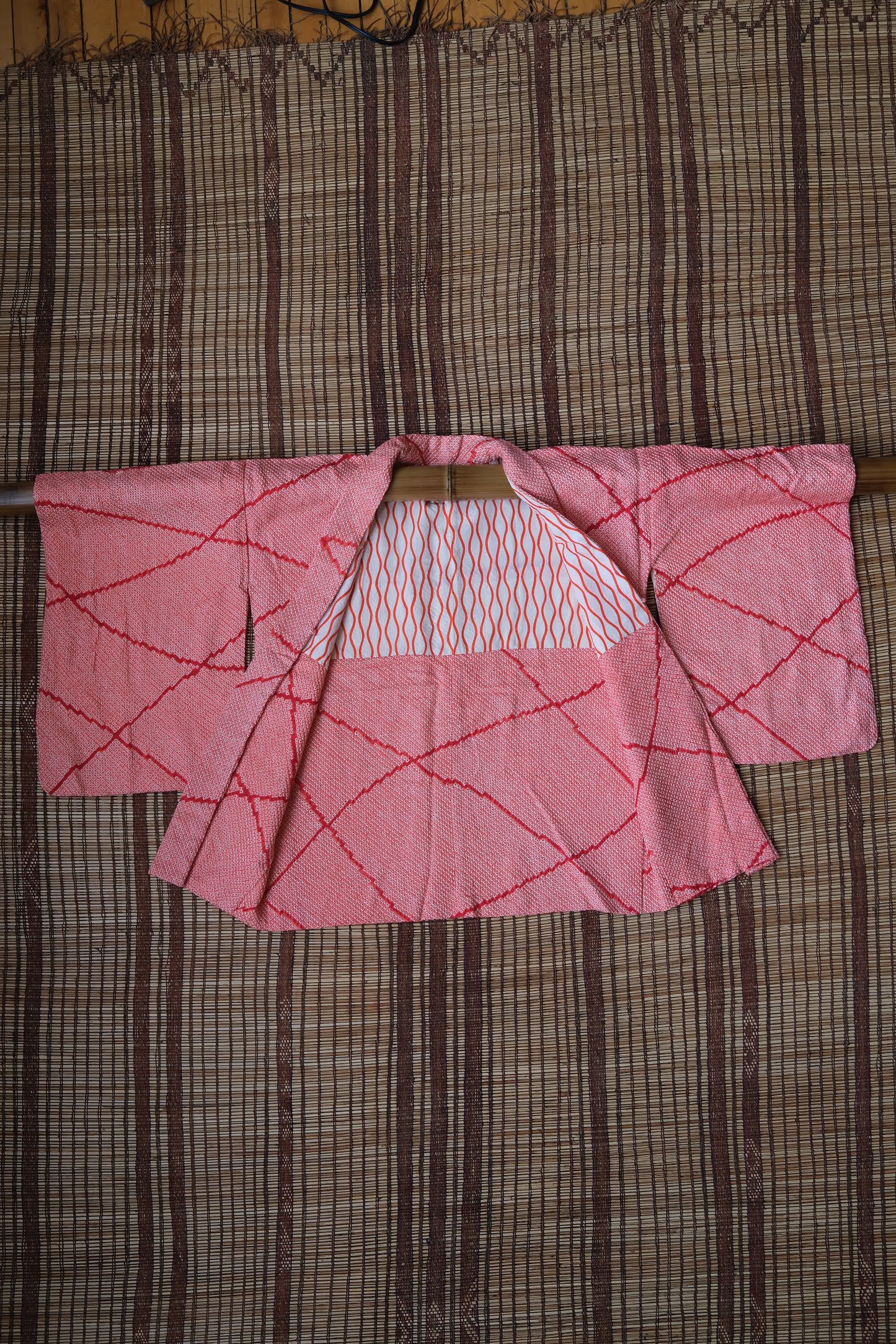 Vintage Haori: Red Lattice Shibori