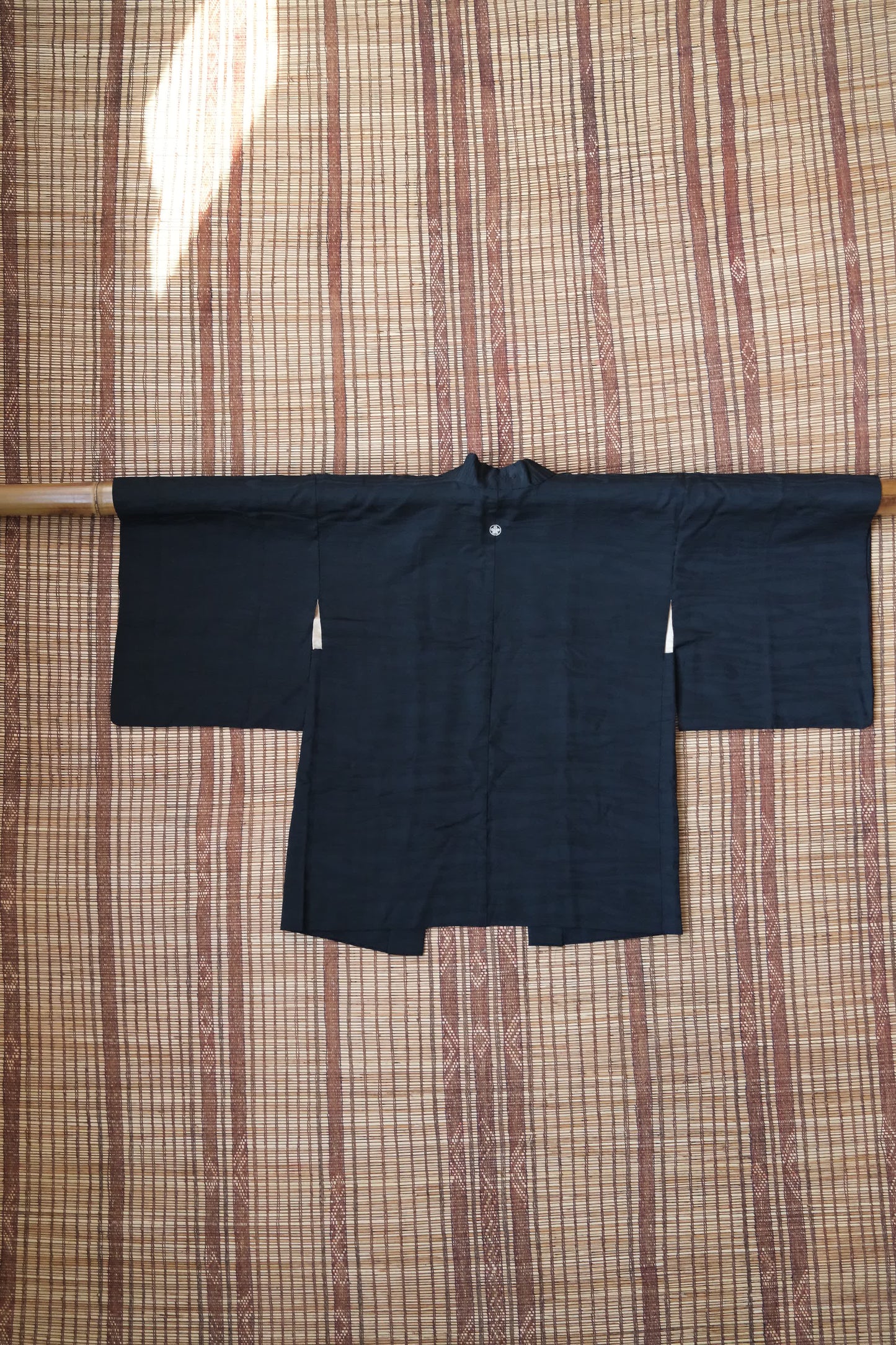 Vintage Haori: 'Kyo-Guro' Textured Black Formal Silk