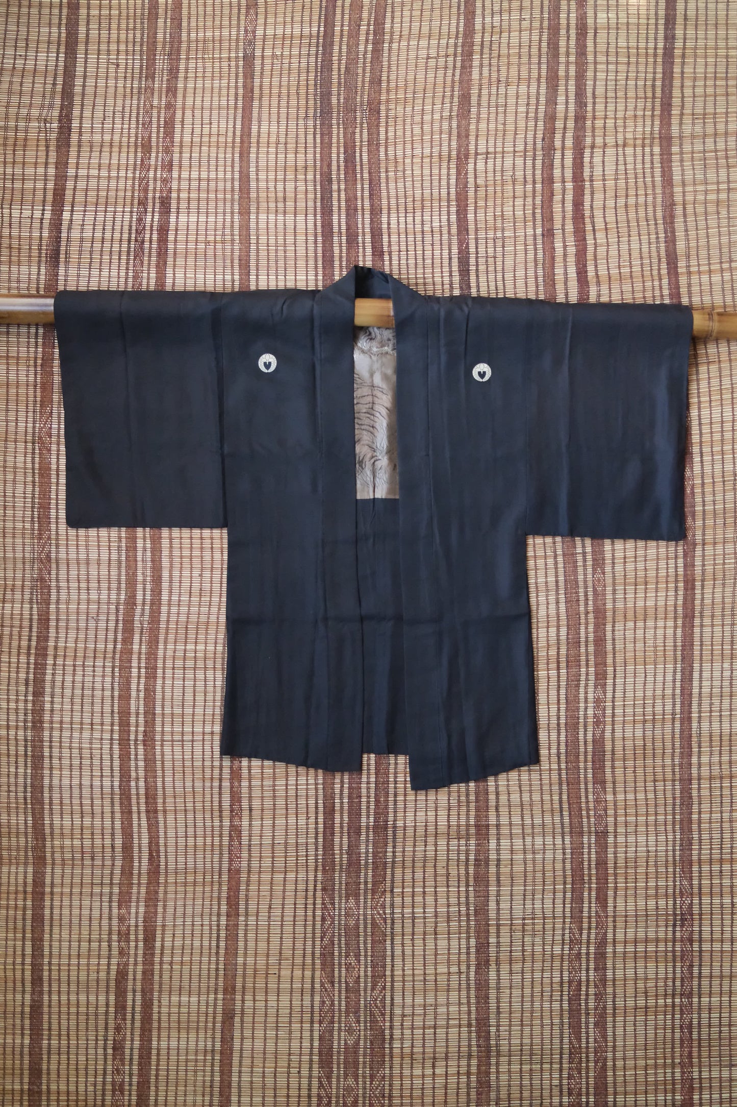 Vintage Haori: 'Kyo-Guro' Flat Black Formal Silk