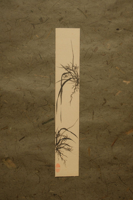 Tanzaku-e of 'Wild Orchid', c. 1950-1970s